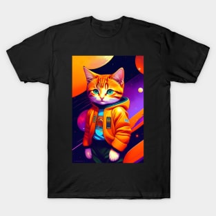 Cat in a Jacket - Modern Digital Art T-Shirt